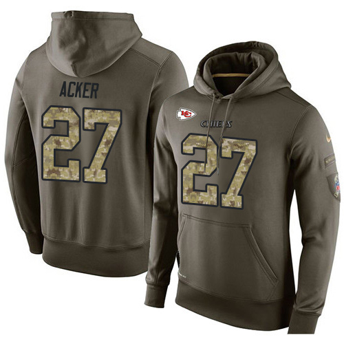 NFL Nike Kansas City Chiefs #27 Kenneth Acker Green Salute To Service Men's Pullover Hoodie